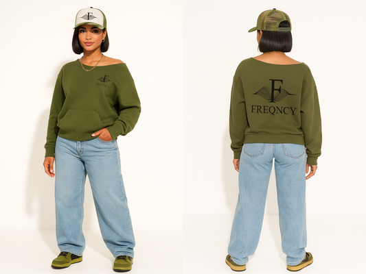 FREQNCY Signature Off-Shoulder Sweatshirt